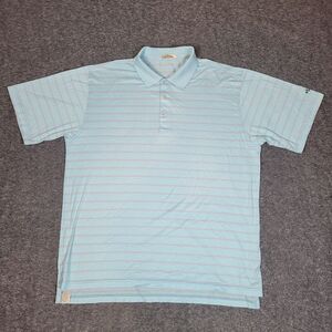 Vtg Peter Millar Men's Golf Polo Size XL  Blue White Striped Short Sleeve Shirt